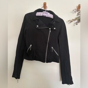 Black  Moto Jacket- Small | Cotton Stretch Biker Style | Y2K Spring Layer